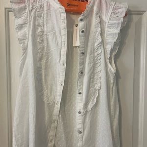 Anthropologie NWT white flutter sleeves blouse